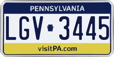 PA license plate LGV3445