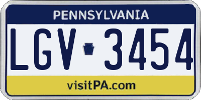 PA license plate LGV3454