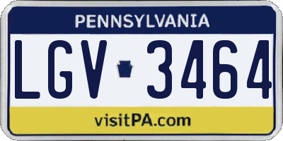 PA license plate LGV3464
