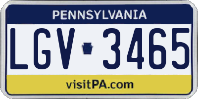 PA license plate LGV3465