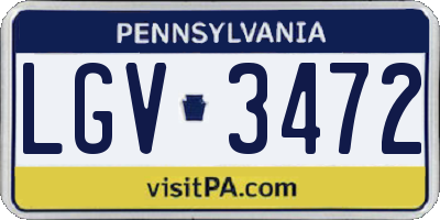 PA license plate LGV3472