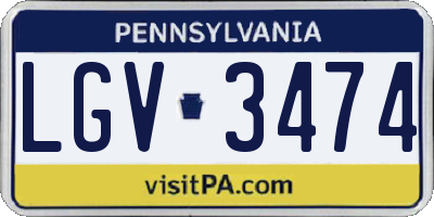 PA license plate LGV3474