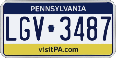 PA license plate LGV3487