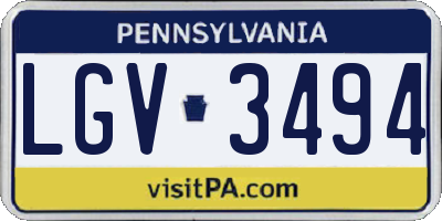 PA license plate LGV3494