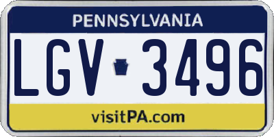 PA license plate LGV3496