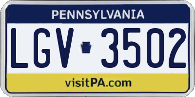 PA license plate LGV3502