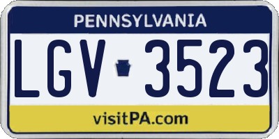 PA license plate LGV3523