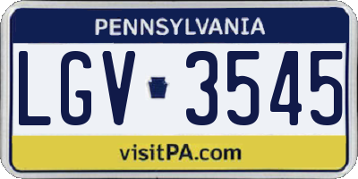 PA license plate LGV3545
