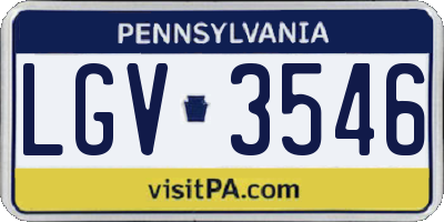 PA license plate LGV3546