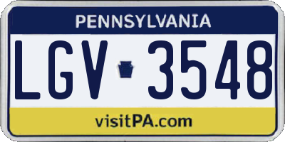 PA license plate LGV3548