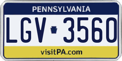 PA license plate LGV3560