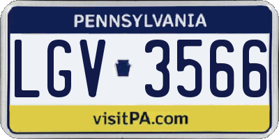 PA license plate LGV3566