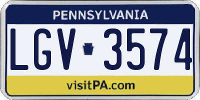 PA license plate LGV3574