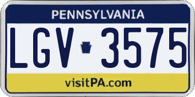 PA license plate LGV3575