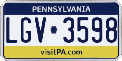 PA license plate LGV3598