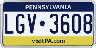 PA license plate LGV3608