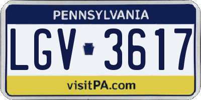 PA license plate LGV3617