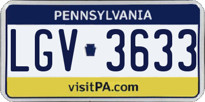 PA license plate LGV3633
