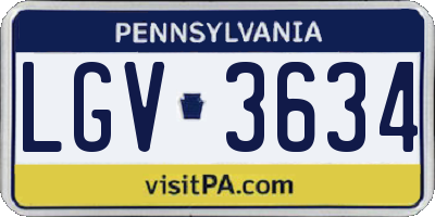 PA license plate LGV3634