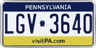 PA license plate LGV3640