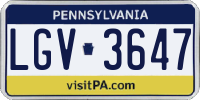 PA license plate LGV3647