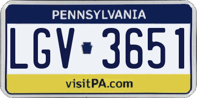 PA license plate LGV3651