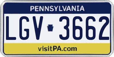 PA license plate LGV3662