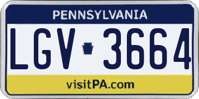PA license plate LGV3664