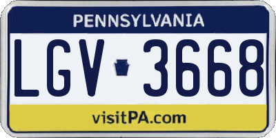 PA license plate LGV3668