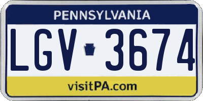 PA license plate LGV3674