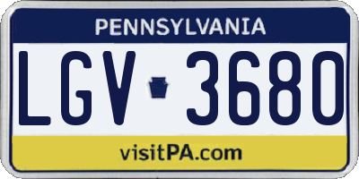 PA license plate LGV3680