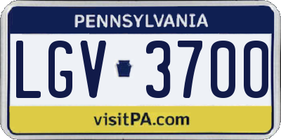 PA license plate LGV3700