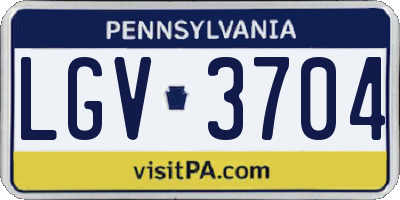 PA license plate LGV3704