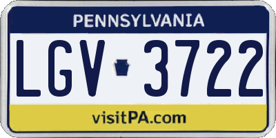 PA license plate LGV3722