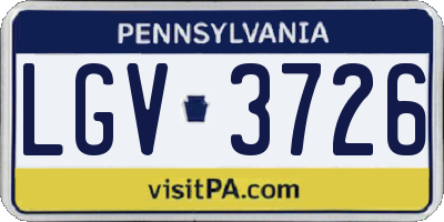 PA license plate LGV3726