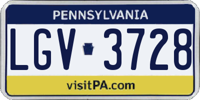PA license plate LGV3728