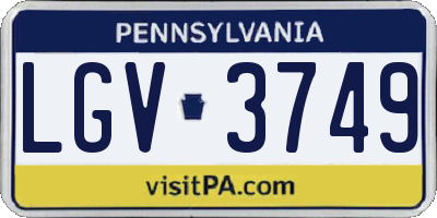 PA license plate LGV3749