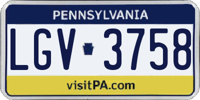 PA license plate LGV3758