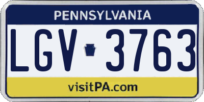 PA license plate LGV3763