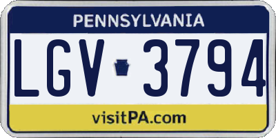 PA license plate LGV3794