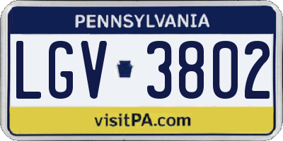 PA license plate LGV3802