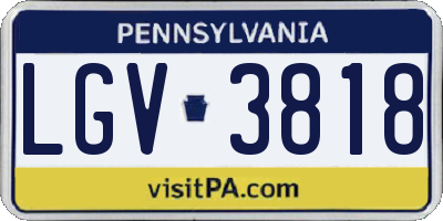 PA license plate LGV3818