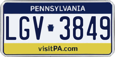 PA license plate LGV3849