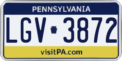 PA license plate LGV3872