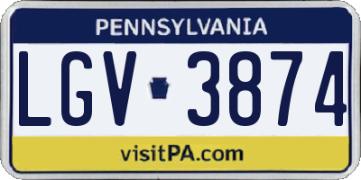 PA license plate LGV3874