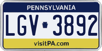 PA license plate LGV3892
