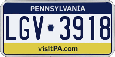 PA license plate LGV3918