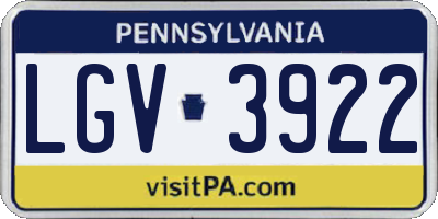 PA license plate LGV3922