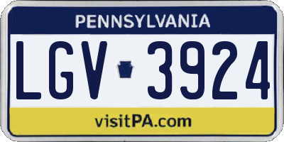 PA license plate LGV3924