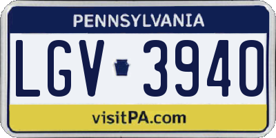 PA license plate LGV3940
